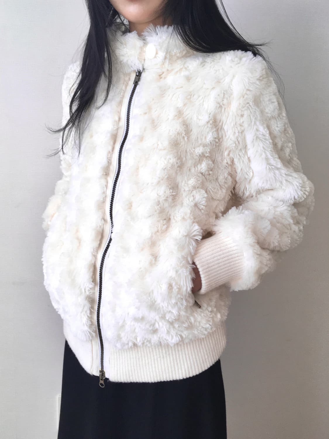 빈티지 도트 후드 퍼 집업  상품이미지7