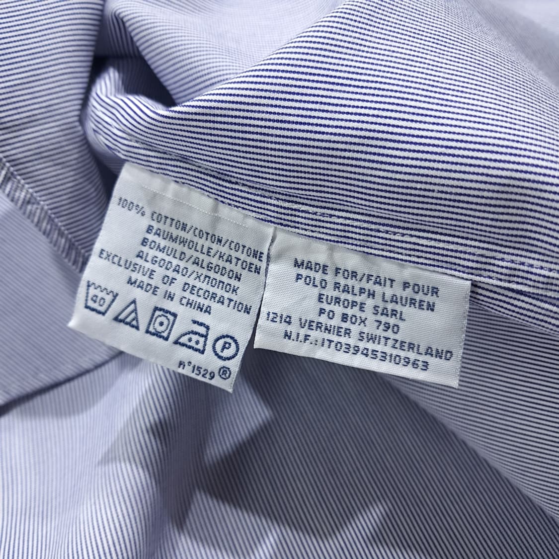 CL956 L 폴로 커스텀핏 다크네이비 핀스트라이프 드레스셔츠 상품이미지5