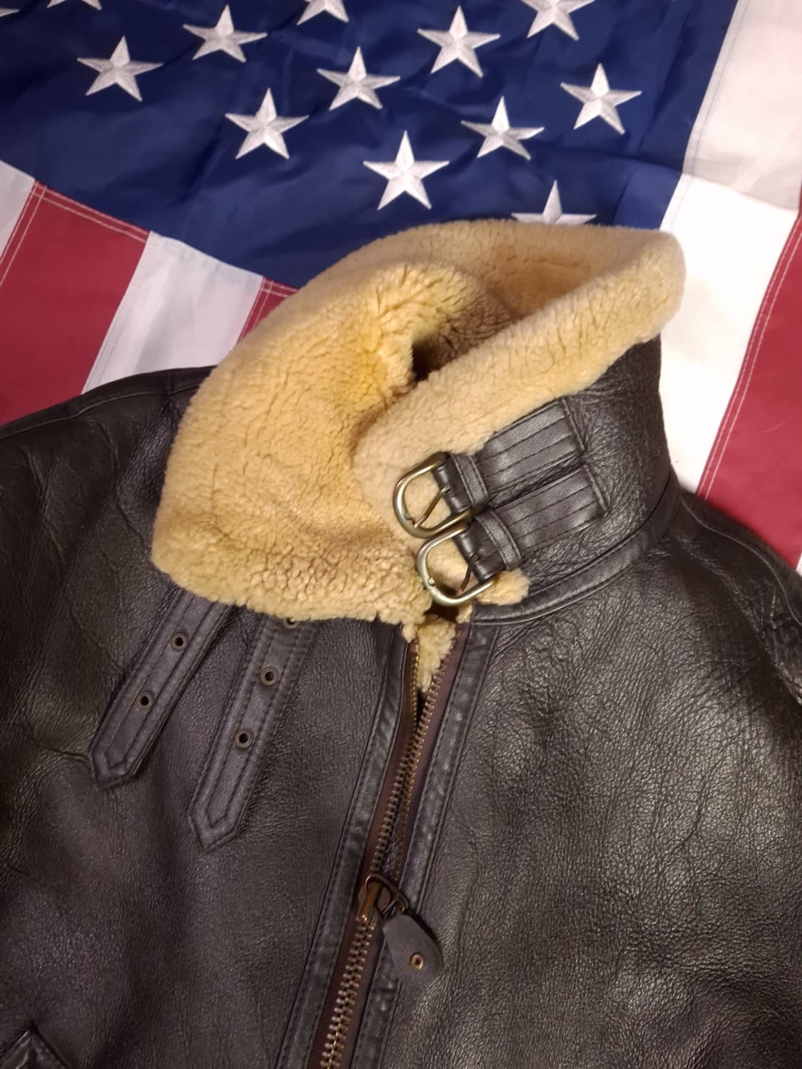 90's 국내산 미공군 B-3 TYPE 리얼레더 항공폭격기 무스탕 상품이미지9