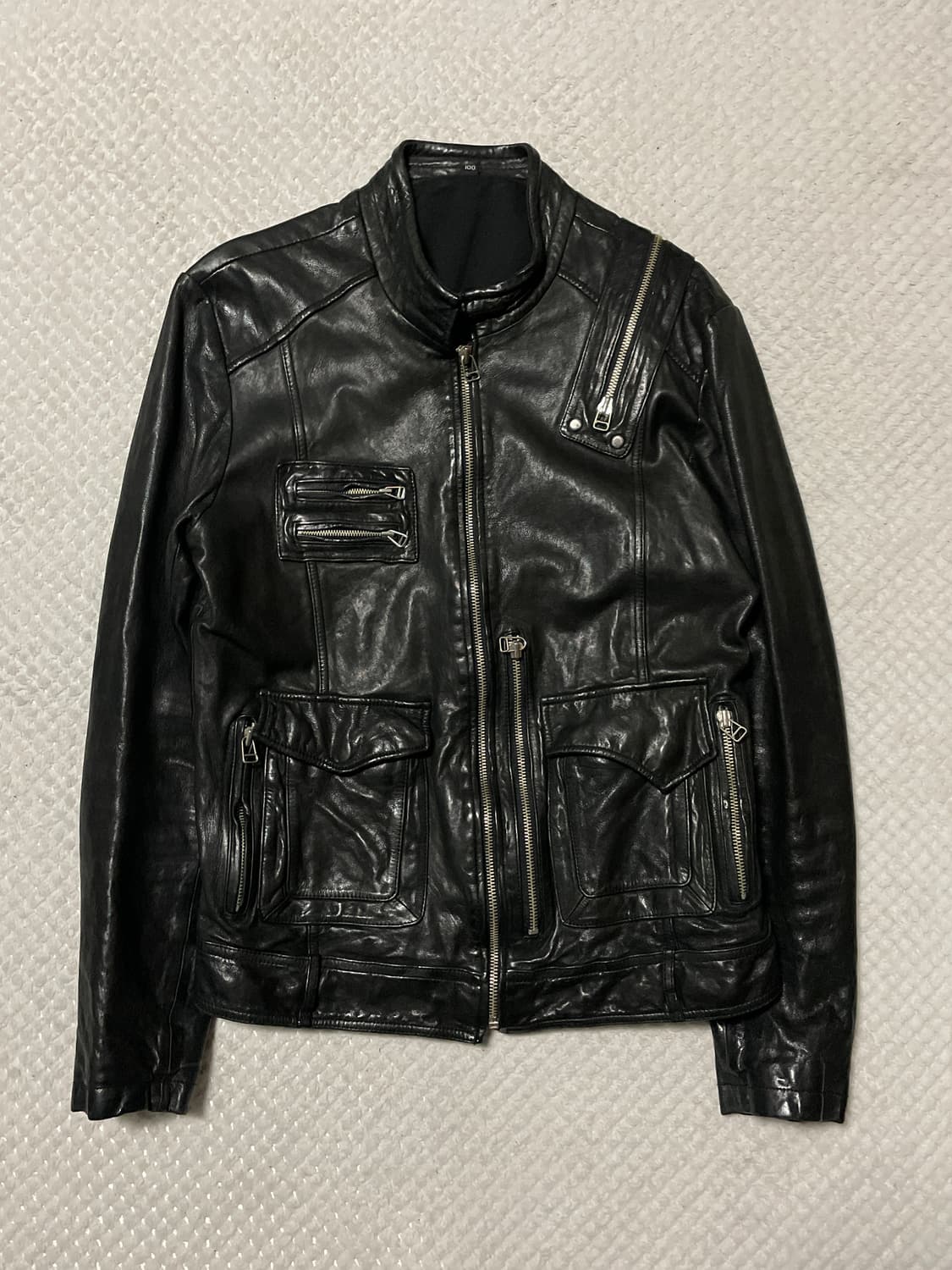 광희시장 웨스턴 무드 램스킨 양가죽 절개 레더 자켓 상품이미지1