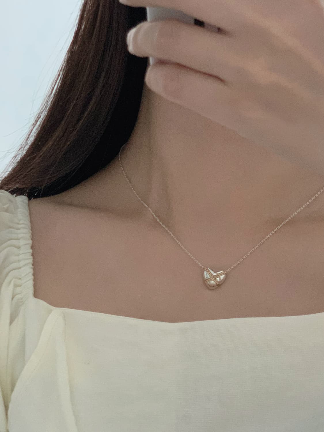 [ 티파니앤코 ]  하트 크로스 체인 18k 골드 콤비 목걸이 상품이미지10