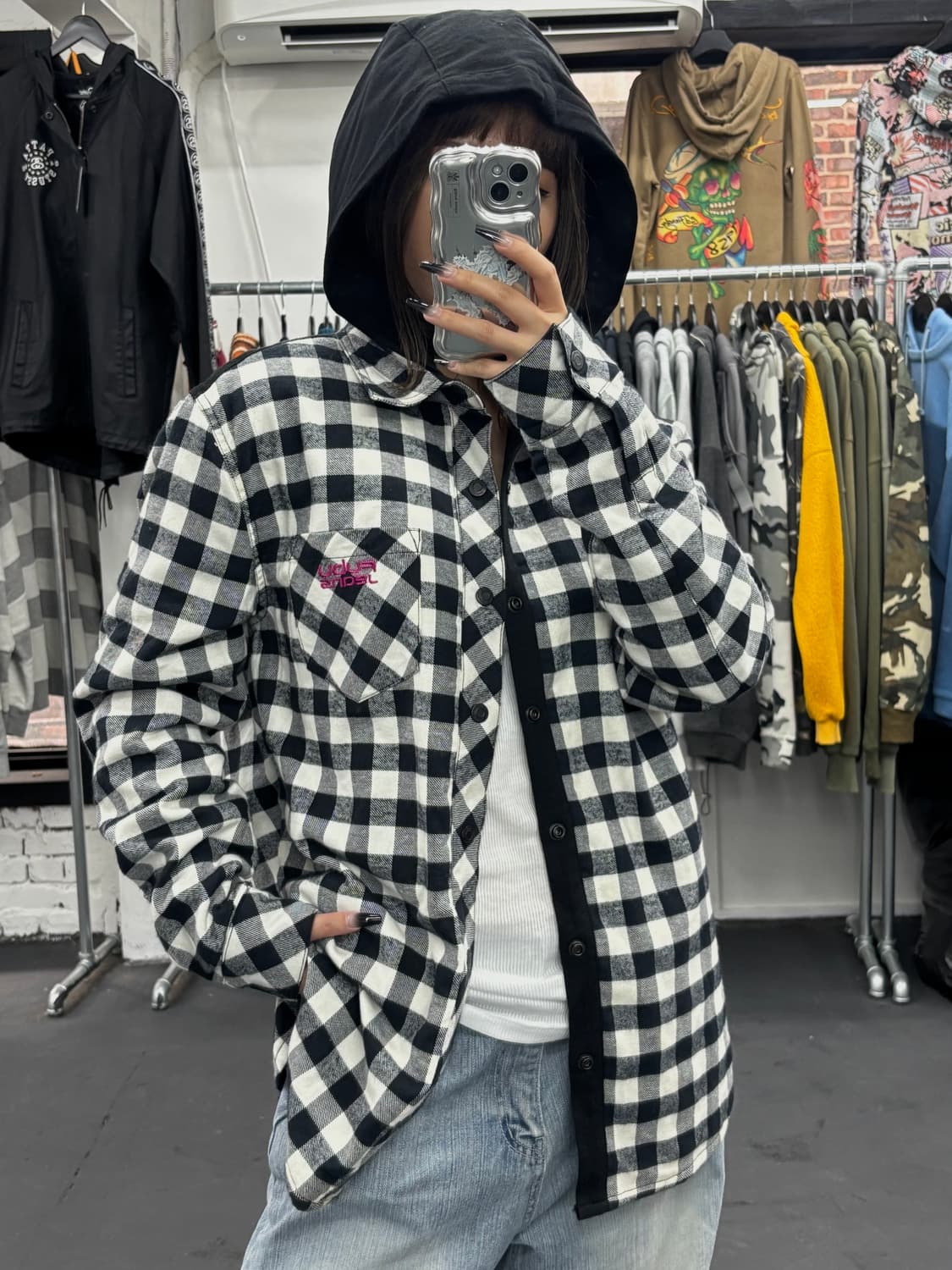 FUBU 푸부 체크 셔츠후드 자켓 상품이미지1