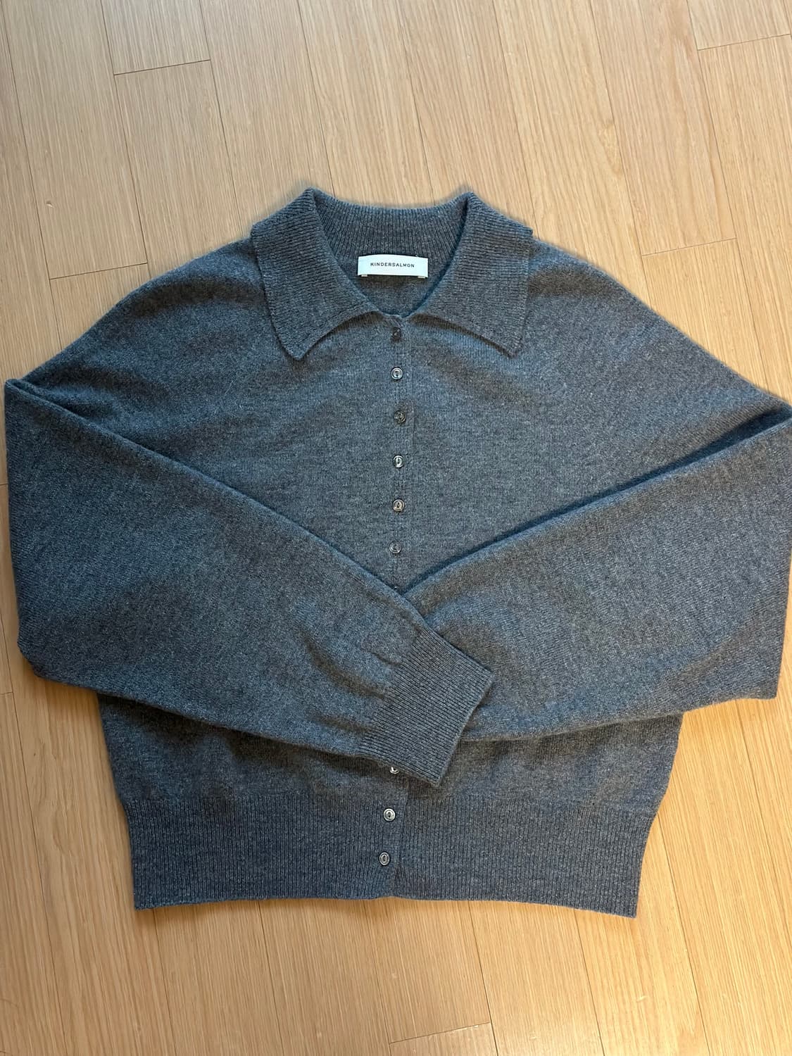 킨더살몬 캐시미어 가디건 멜란지 그레이 상품이미지9