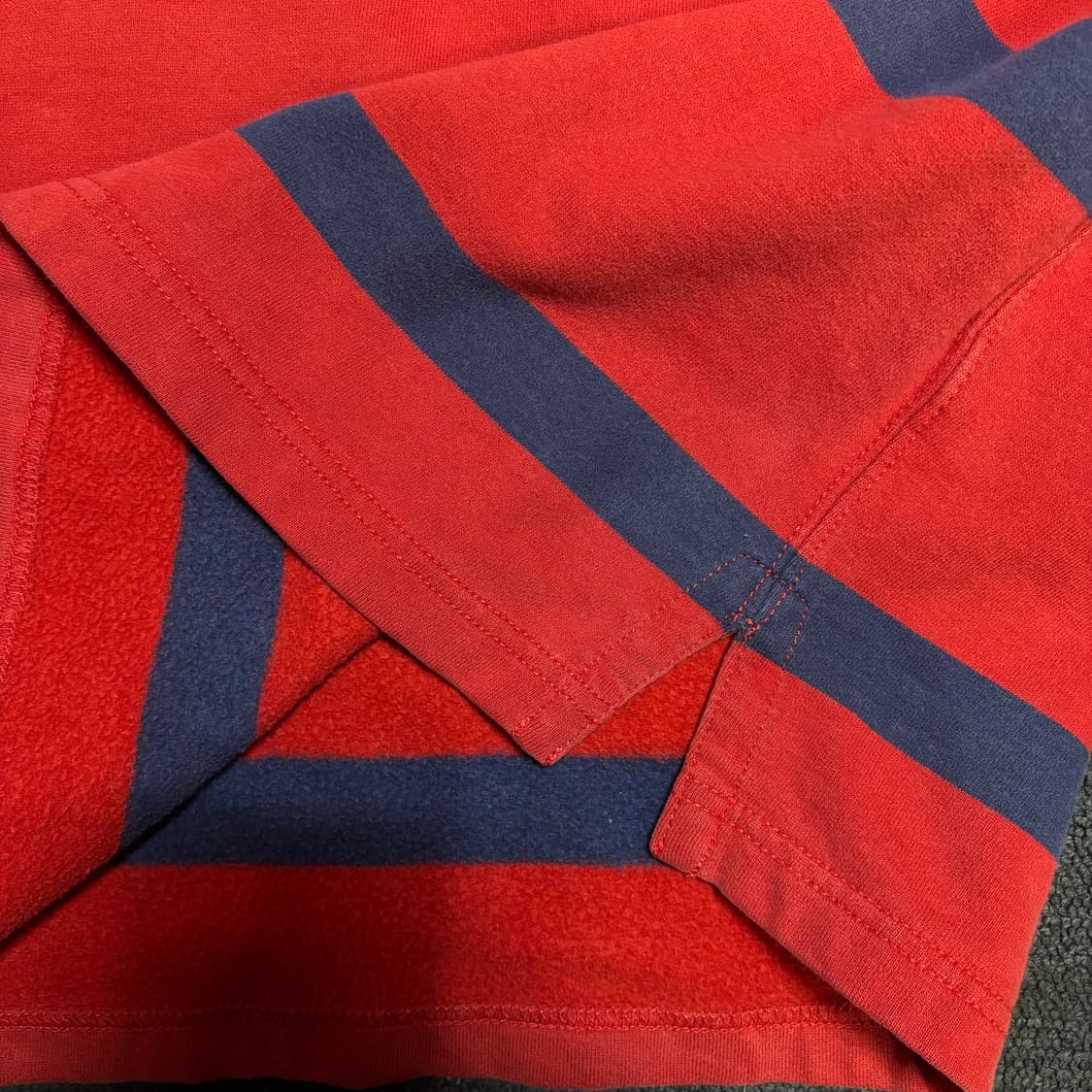 90s 폴로 화이트 카라 레드 스트라이프 단가라 럭비티 상품이미지4