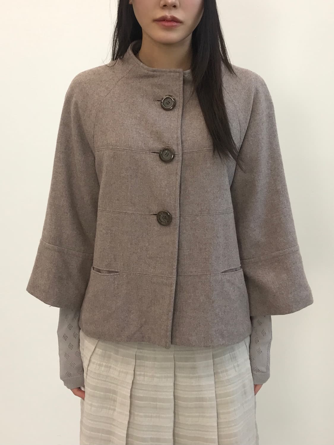 Jpn Wool-Blend Cropped A-Line Jacket 상품이미지2