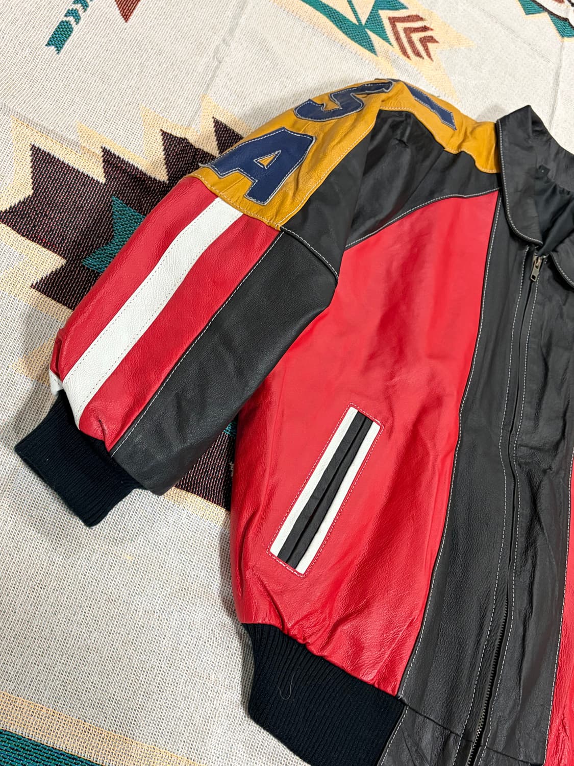 USA patch real leather bomber jacket 상품이미지3