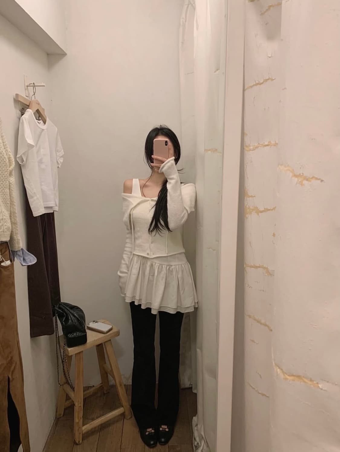 [미시착 새제품] 더위시리즈 뮤즈 콜러 가디건 아이보리. 오프숄더 연말룩 상품이미지5