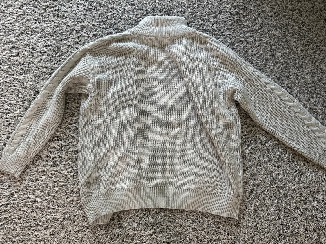 하프카라 숄더 케이블 니트집업 상품이미지4