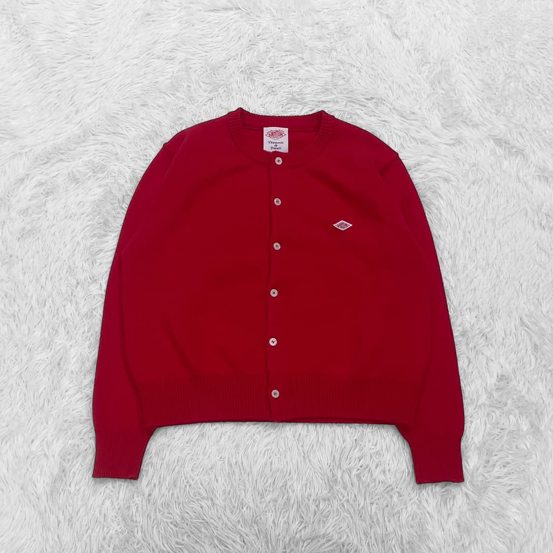 단톤 Danton 울 크루넥 라운드 가디건 니트 레드 상품이미지2