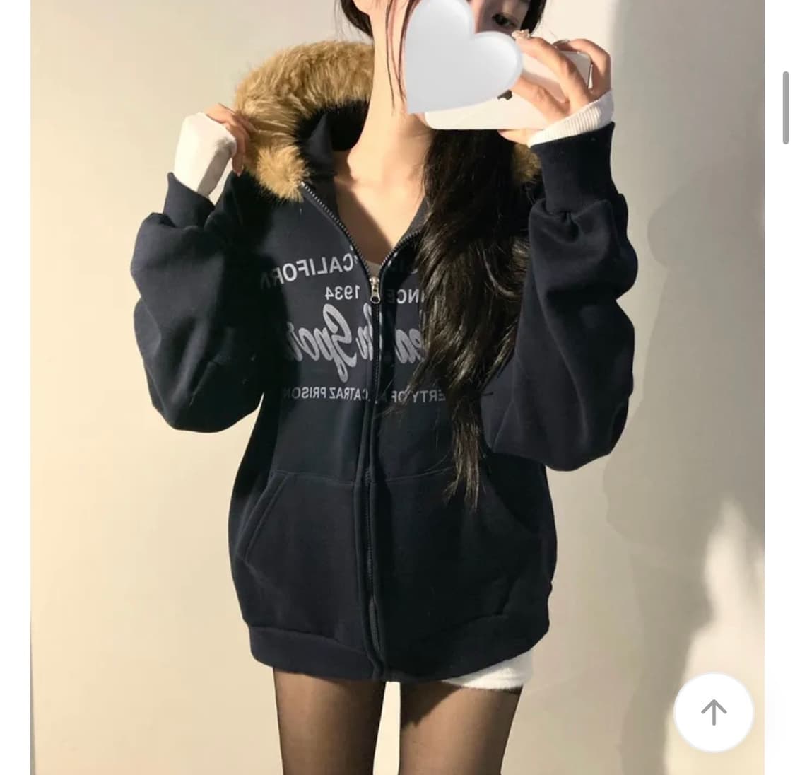 에이블리 레터링 털 모자 퍼 기모 후드집업 (새상품) 상품이미지3