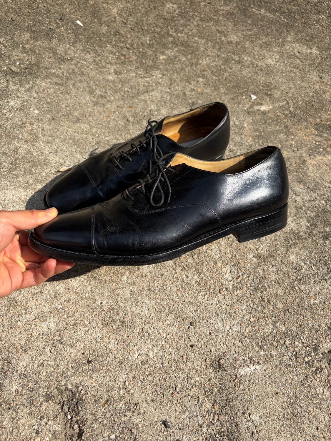 265) Ermenegildo Zegna 블랙 레더 캡토 드레스 슈즈 상품이미지4
