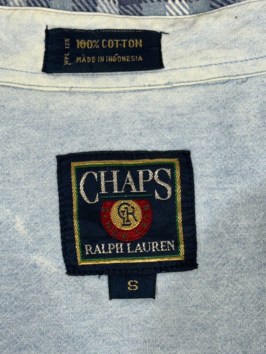 빈티지 블루 패턴 카라 오버핏 반팔티 S 상품이미지6