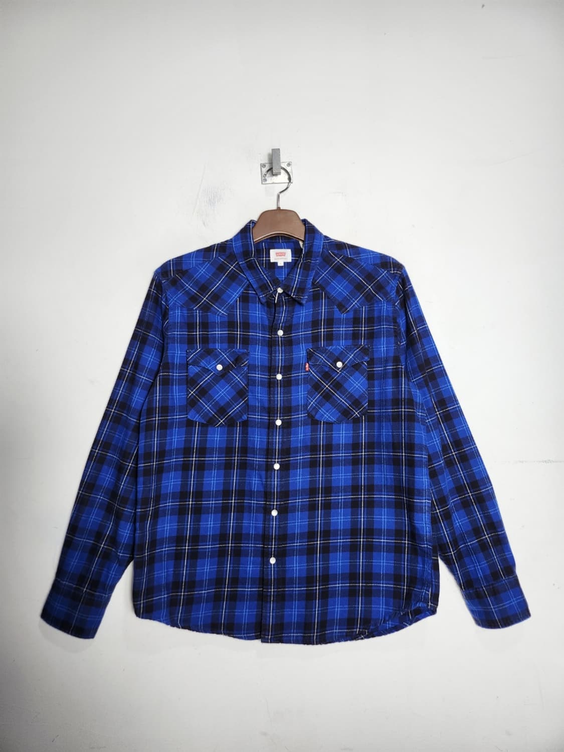 L 리바이스 블루 체크 플란넬 웨스턴 셔츠 상품이미지1