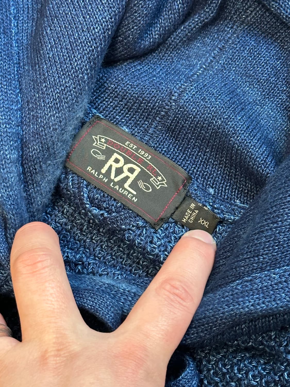 [XXL] RRL (더블알엘) 와플 니트 후드 인디고 상품이미지2