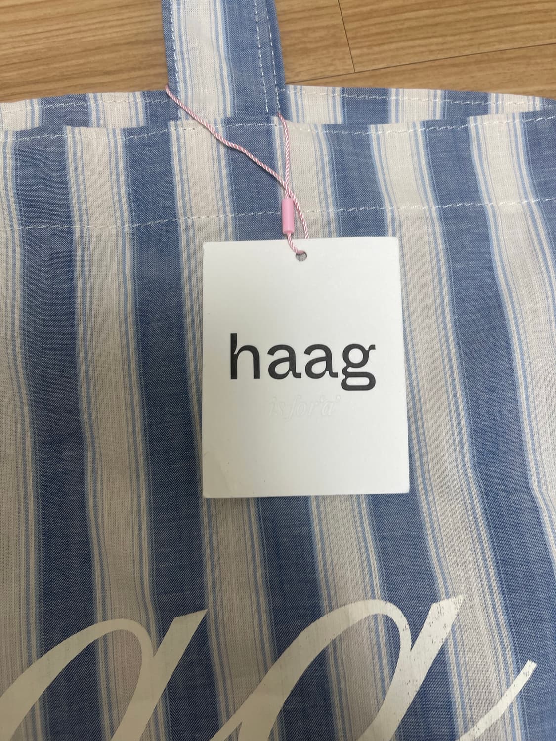 헤이그 스트라이프 에코백 haag a Signature  logoBag 상품이미지2