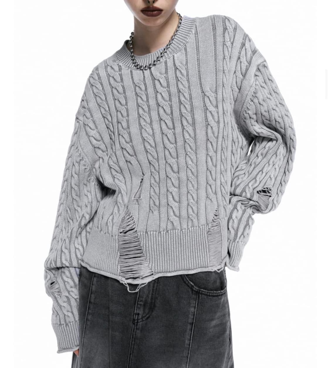 인사일런스 우먼 케이블 니트 상품이미지1