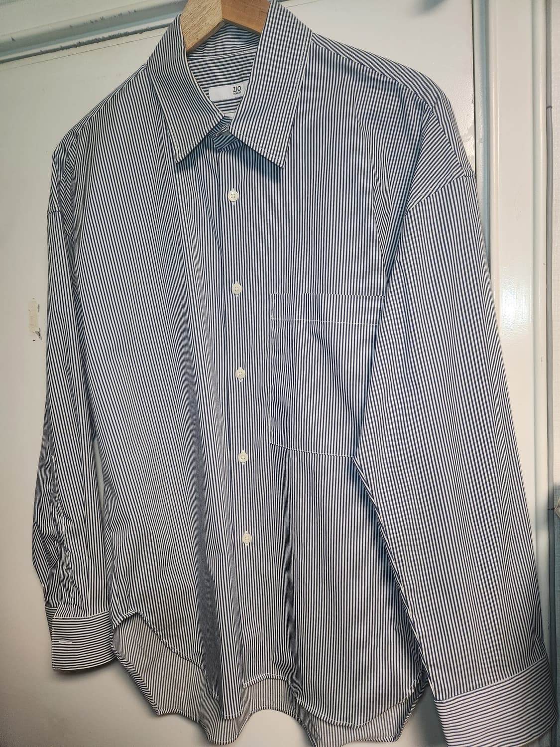 지오송지오 등판자수 오버핏 스트라이프 셔츠 95 상품이미지1