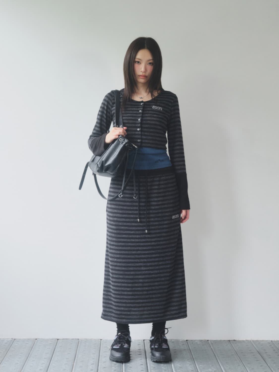 애즈온 ben stripe long skirt 상품이미지1