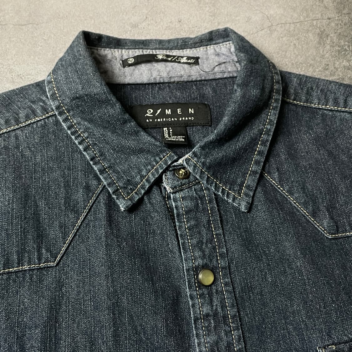 UNKNOWN 빈티지 인디고 스냅버튼 데님 코튼 셔츠 A00518 상품이미지2