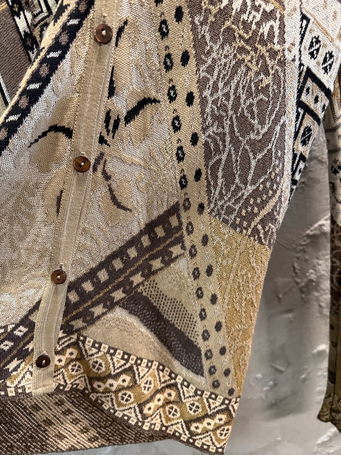 겐조 KENZO 정글 패턴 V넥 가디건 베이지 브라운 상품이미지3