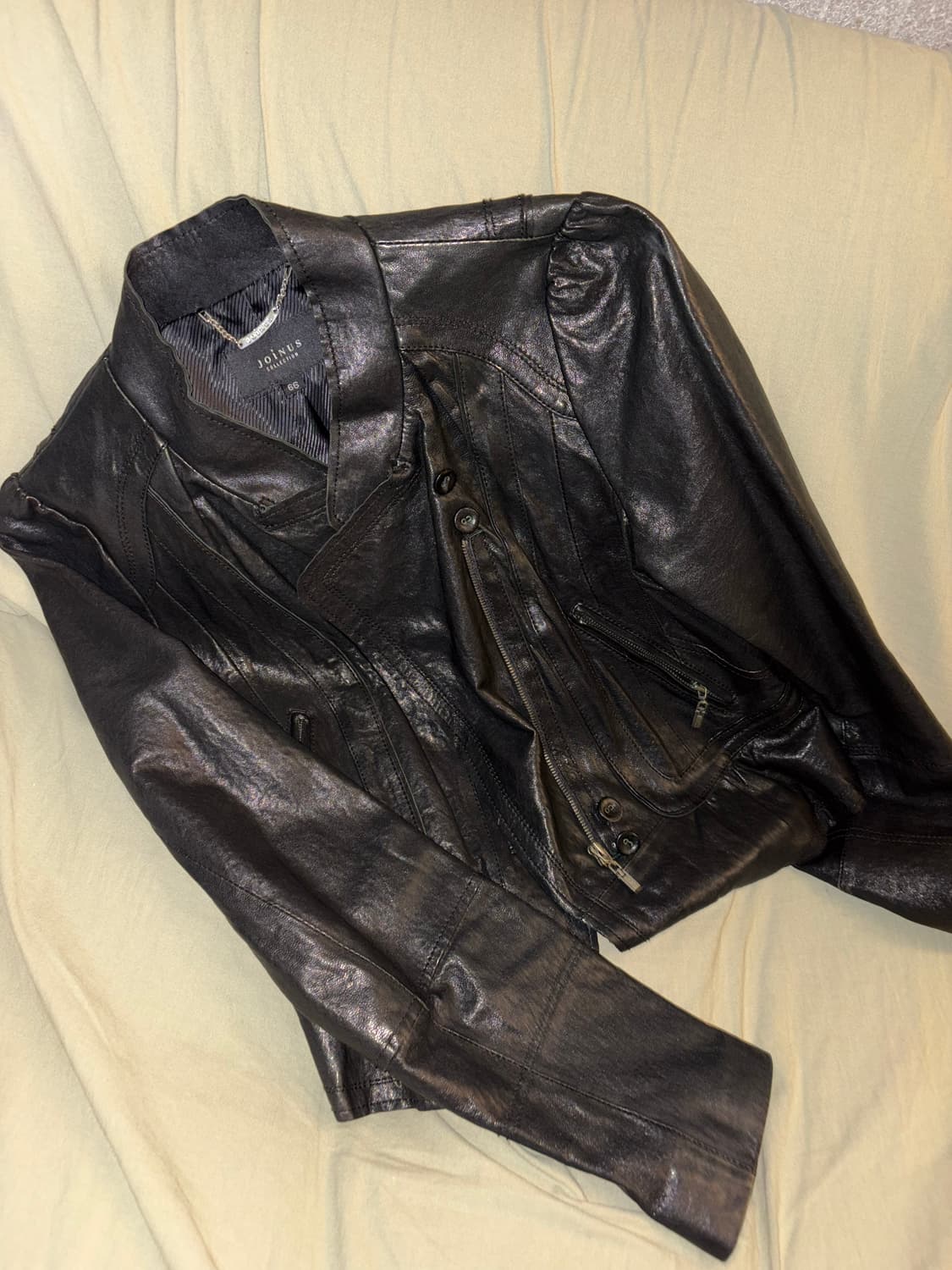 Joinis 고스펑크 크롭 양가죽 라이더 자켓 상품이미지3