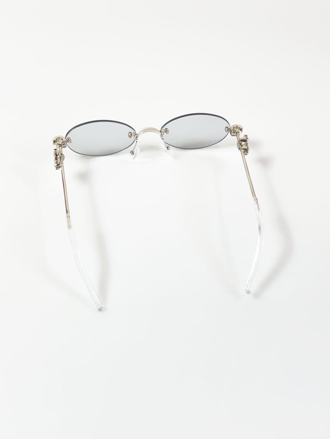 크리스탈 템플 디테일 무테 오벌 메탈 빈티지 선글라스 상품이미지6