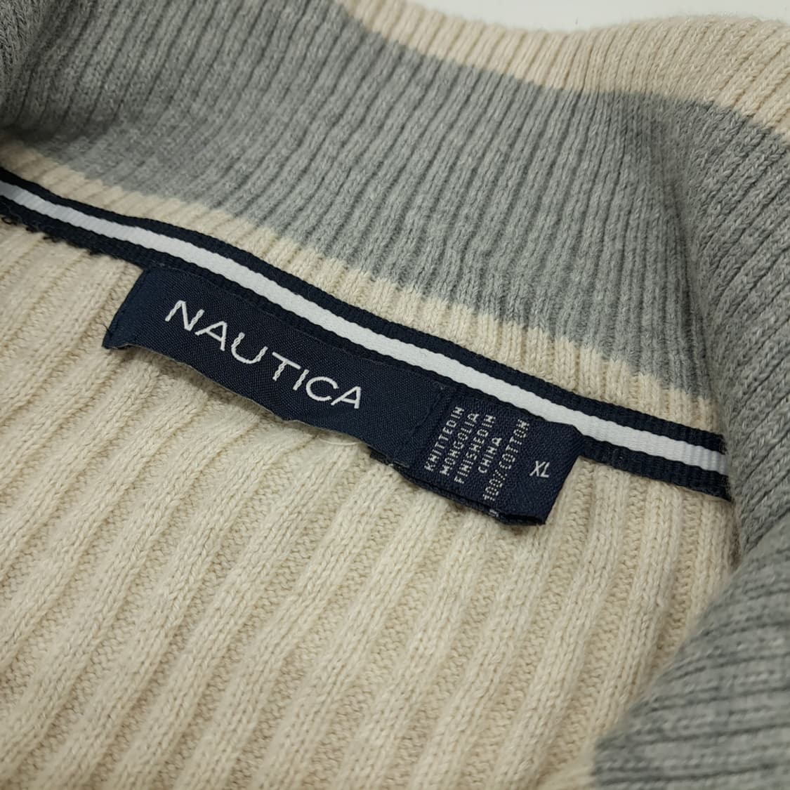 CN977 XL 노티카 연베이지 리브드 하프버튼 긴팔 니트 스웨터 상품이미지4