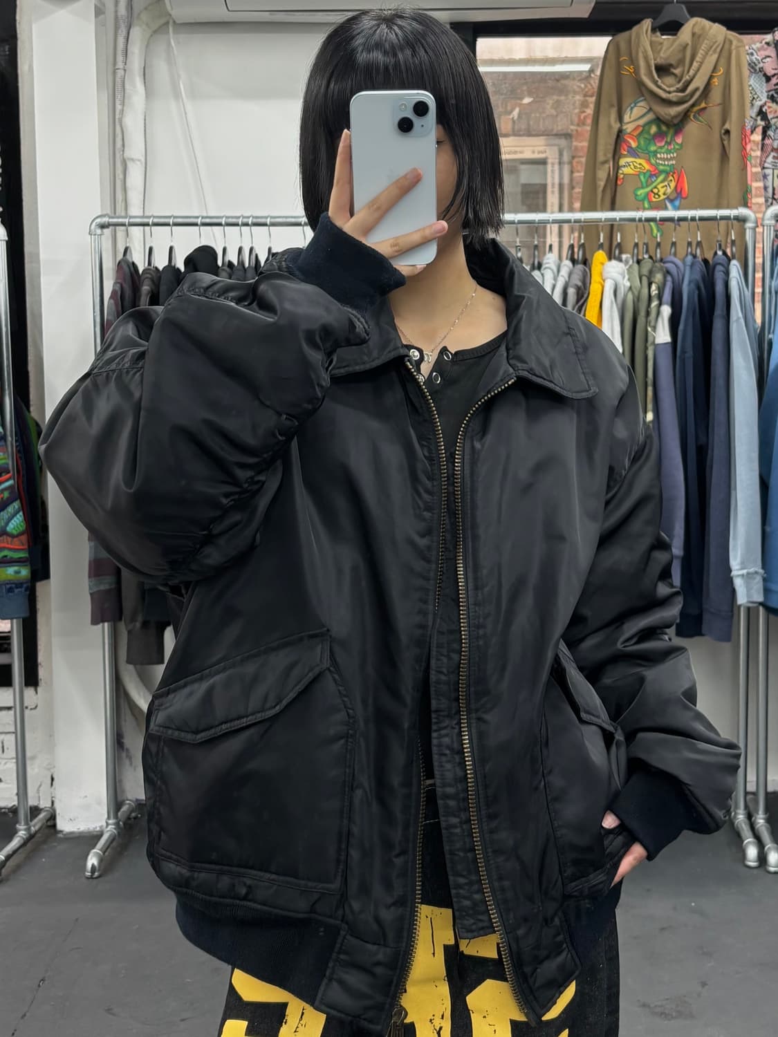 VTG 오버핏 블랙 봄버자켓 상품이미지3