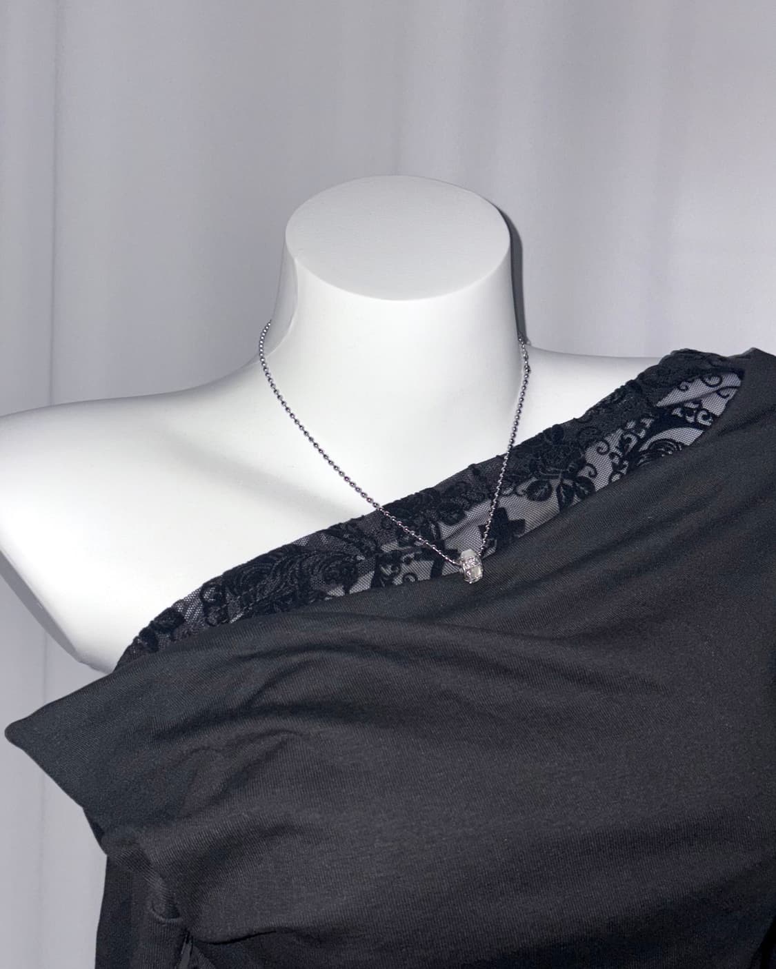 레이스 언발란스 오프숄더 일본 하라주쿠 쿠로갸루 st 상품이미지5