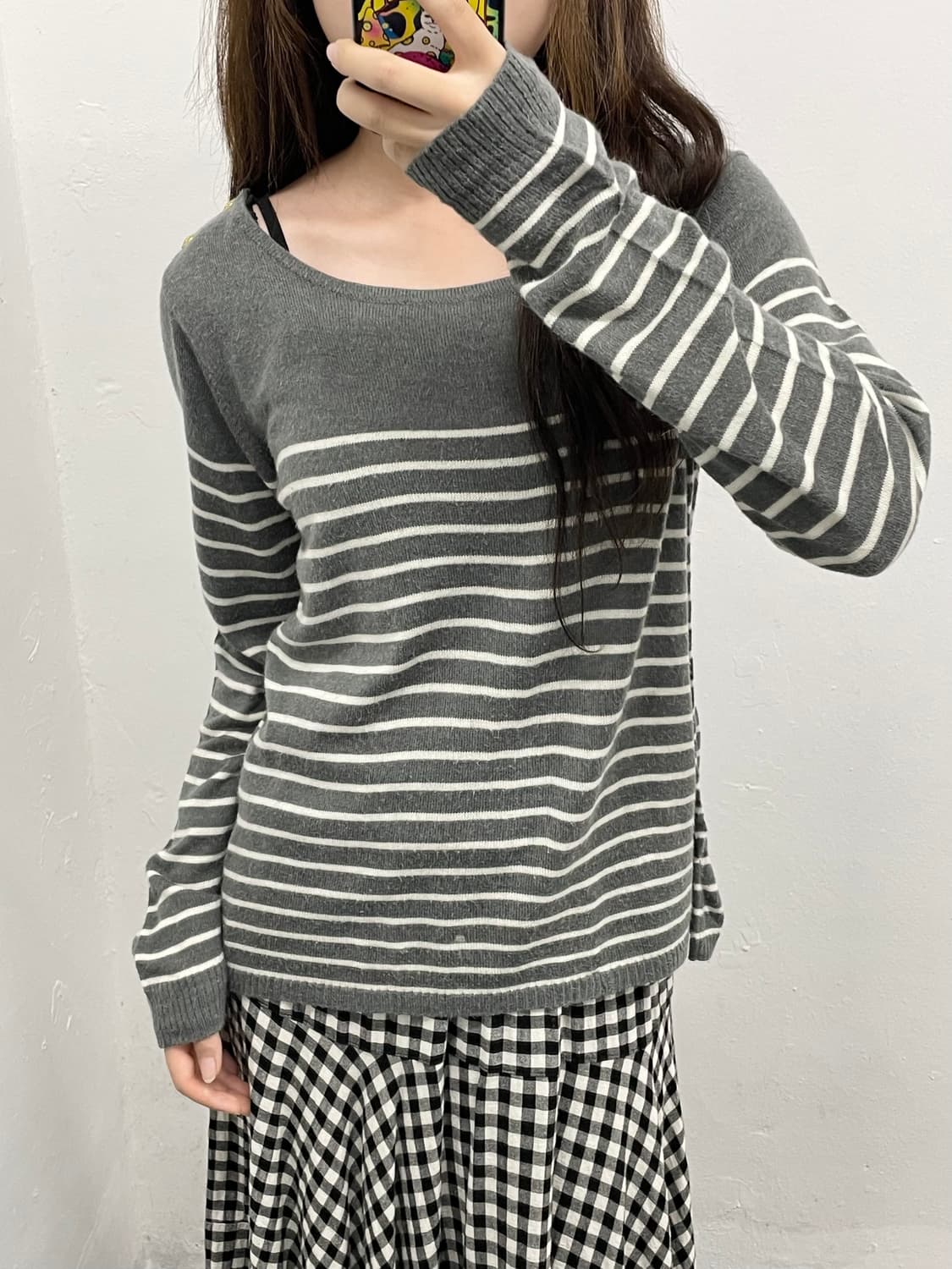 코지 버튼 스트라이프 니트 상품이미지2