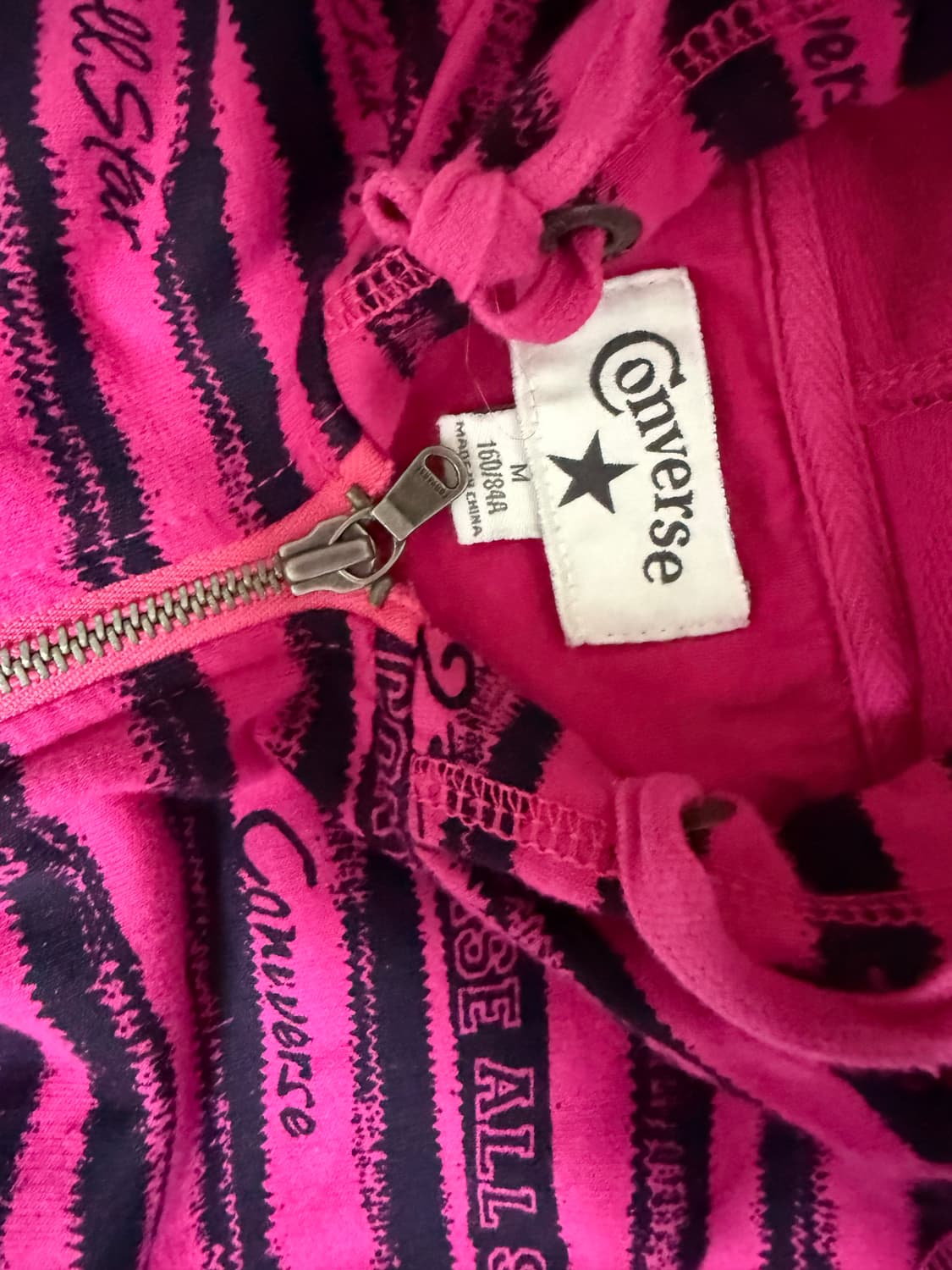 컨버스 올스타 핑크+블랙 스트라이프 후드집업 상품이미지3