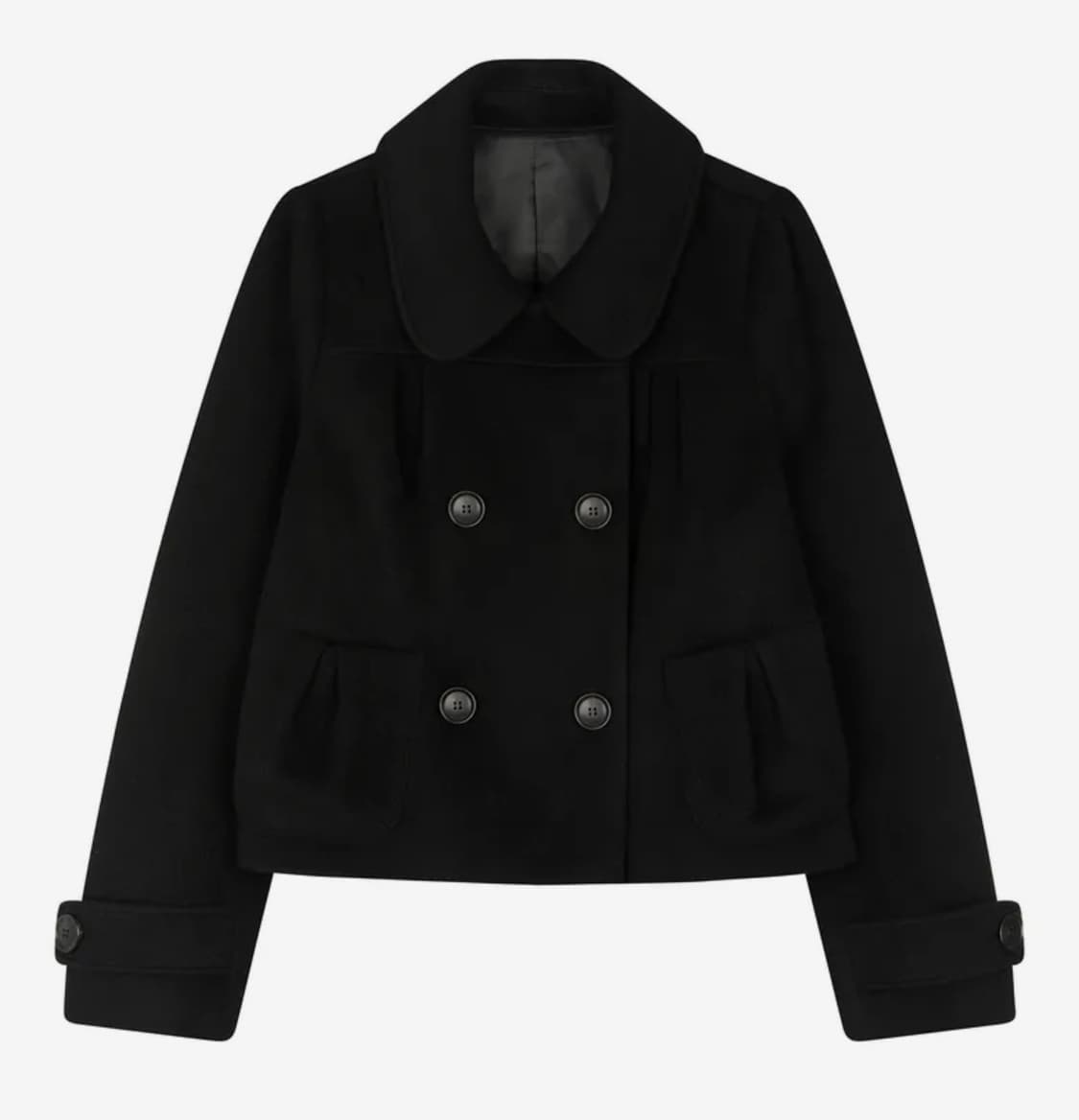 M)레이즈미야 캐시미어 로제 더블 숏 코트 블랙  상품이미지1