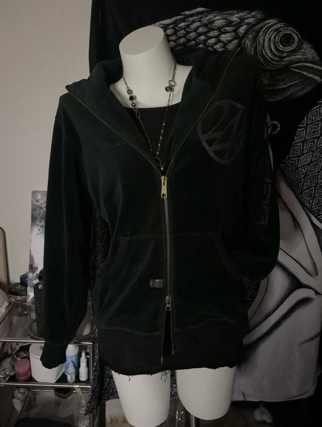 빈티지 벨벳 투지퍼 후드집업 상품이미지2