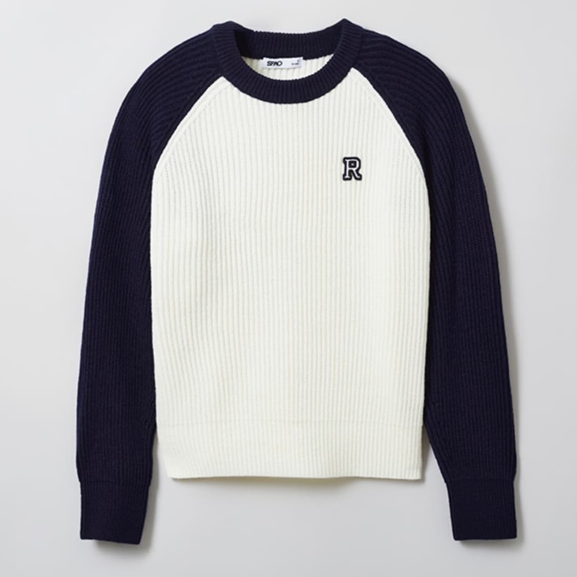 스파오 래글런 자수 스웨터 네이비 / 헌터 상품이미지6