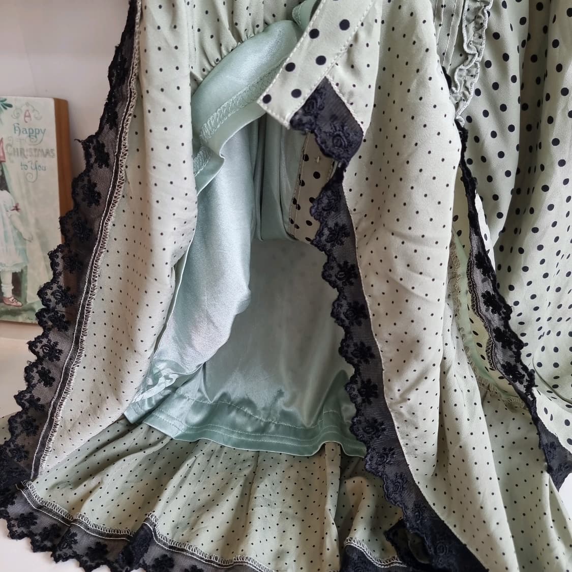 axes femme(엑시즈팜) 말차 도트 레이스 원피스 상품이미지5