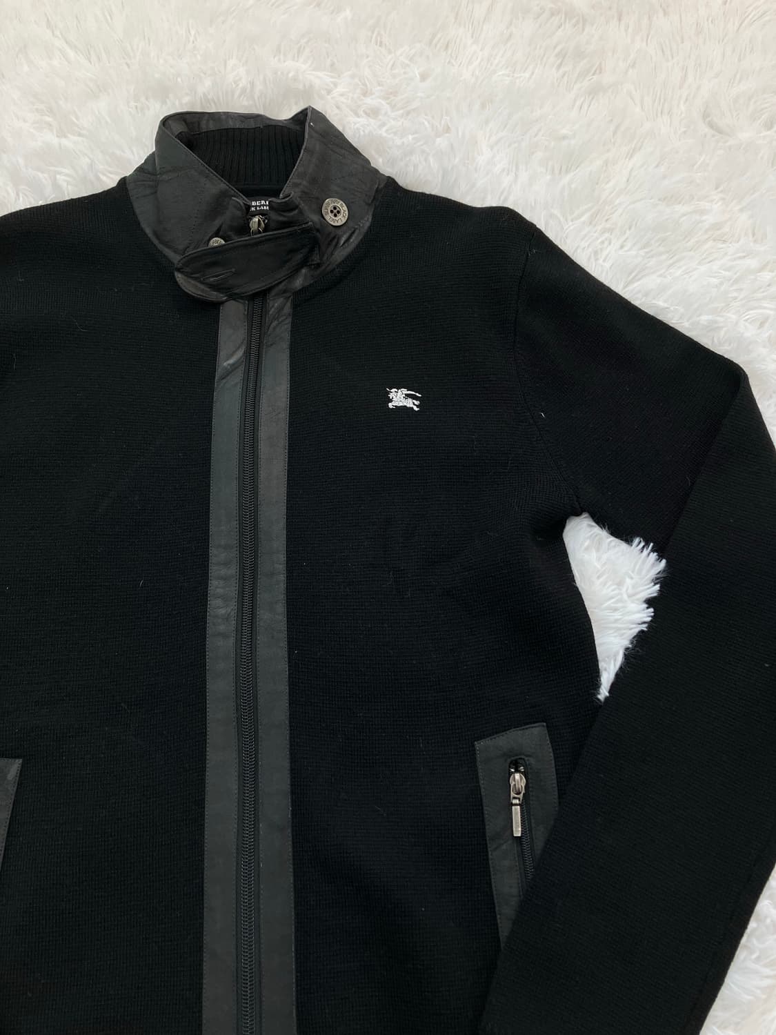 버버리 블랙라벨 레더 니트 집업 o-783 y2k 스트릿 갸루 펑키 일본 상품이미지4