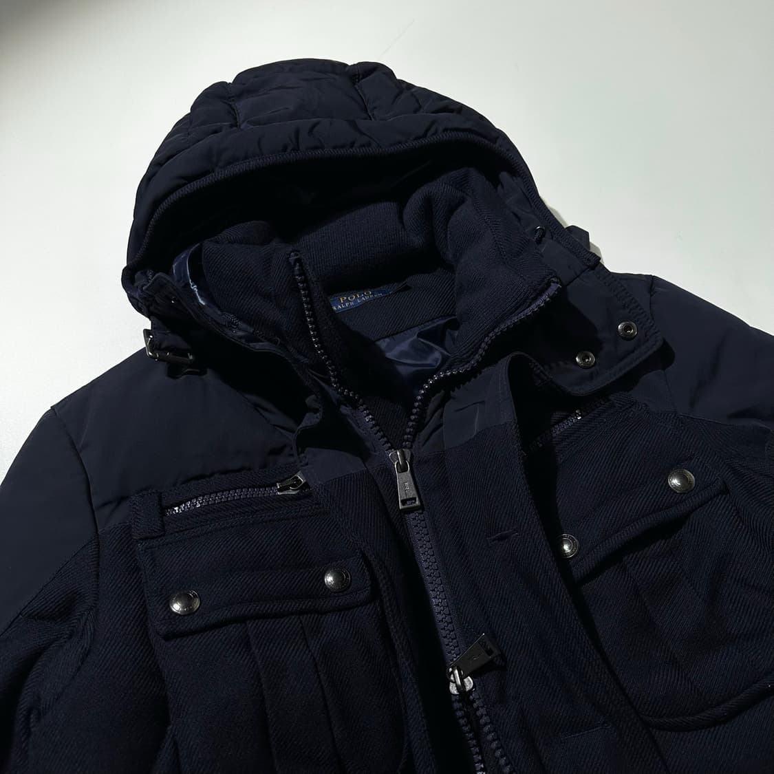 폴로 랄프로렌 울 퀼티드 유틸리티 다운 패딩 자켓 네이비 상품이미지5