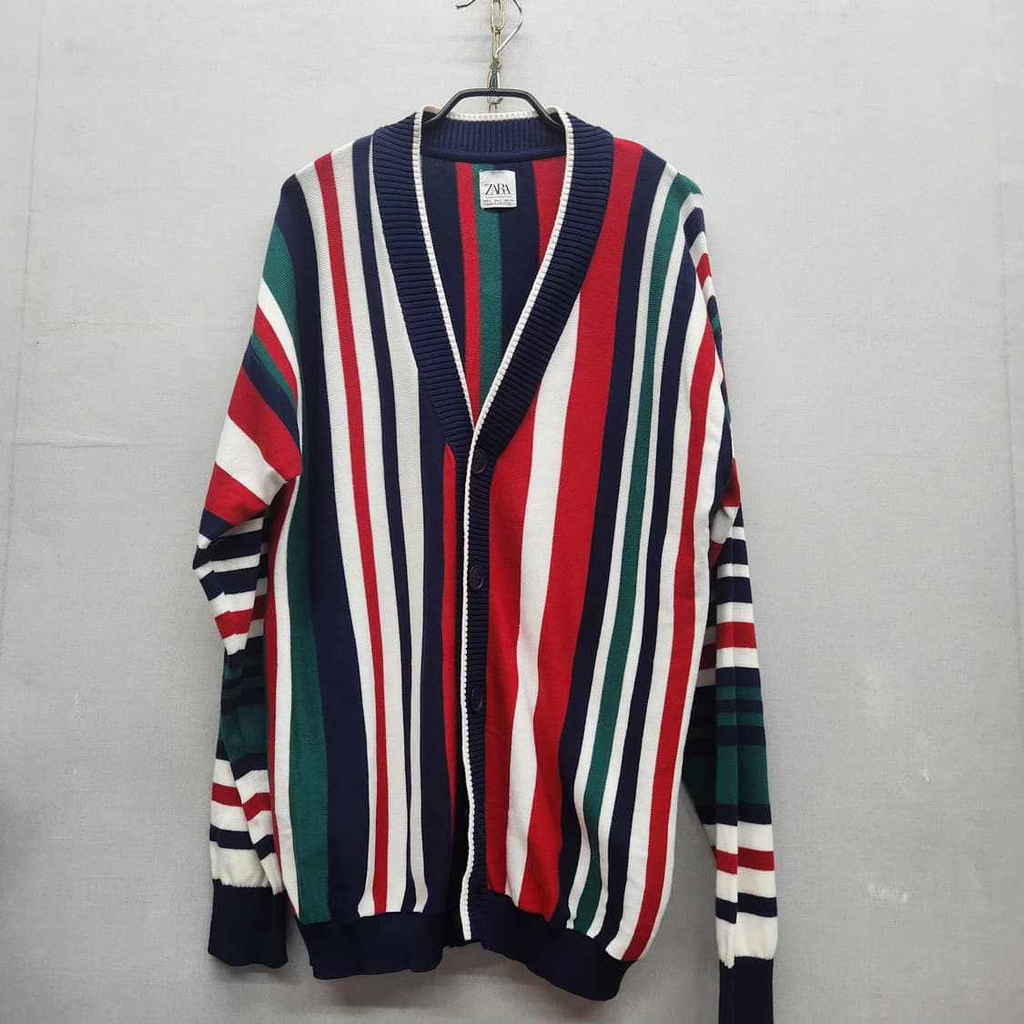 자라 멀티컬러 스트라이프 코튼 니트 가디건 M(L) 상품이미지1