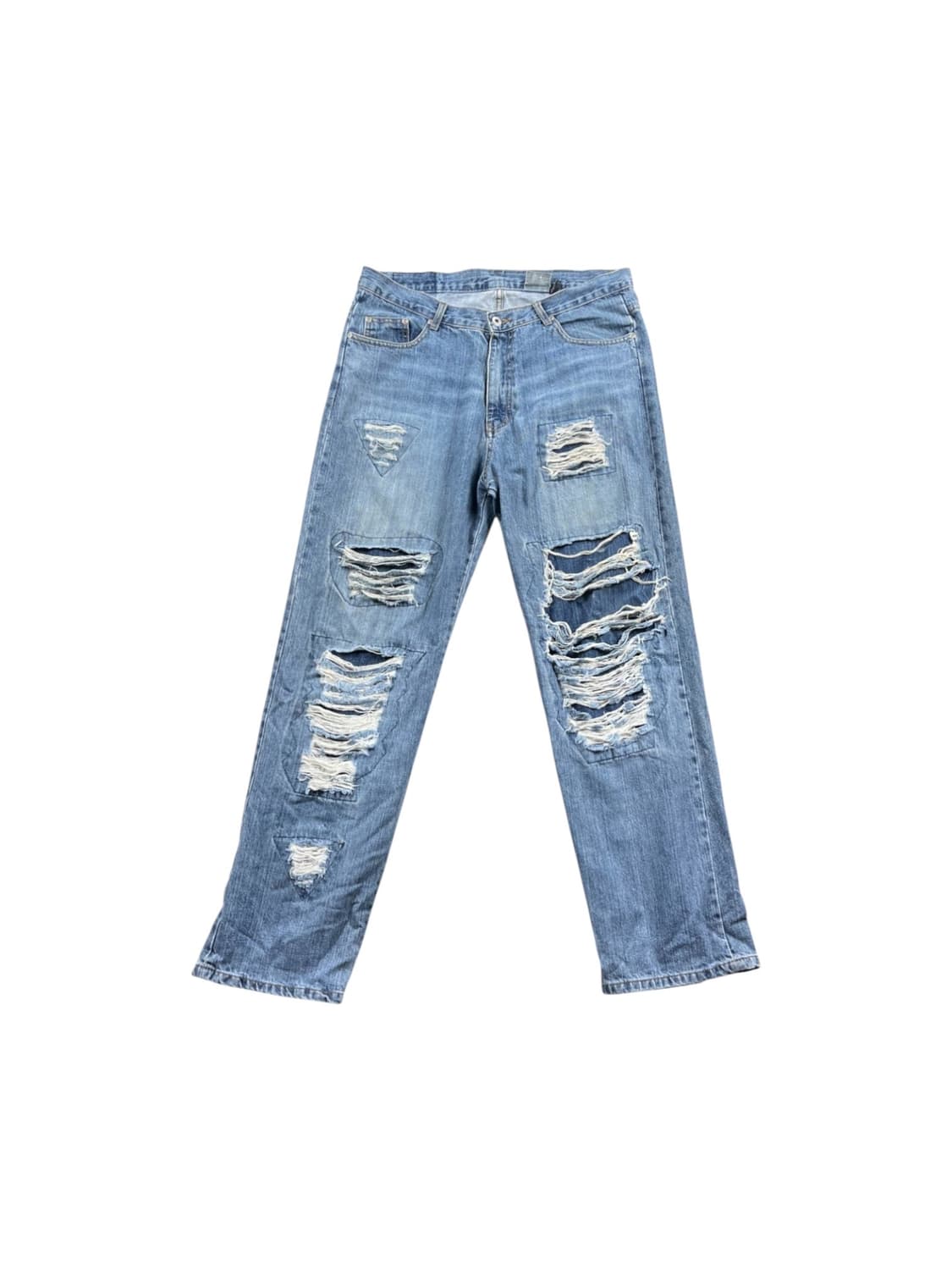 vintage  데미지  워싱 와이드 데님팬츠 상품이미지1