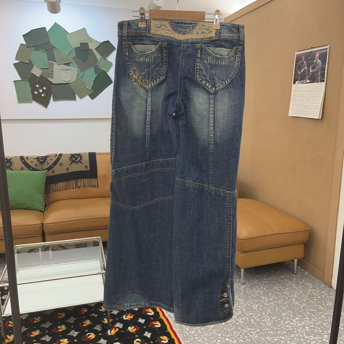 바닐라비 레트로 키치 레이스 패치 데님팬츠 27인치 C08463 상품이미지4