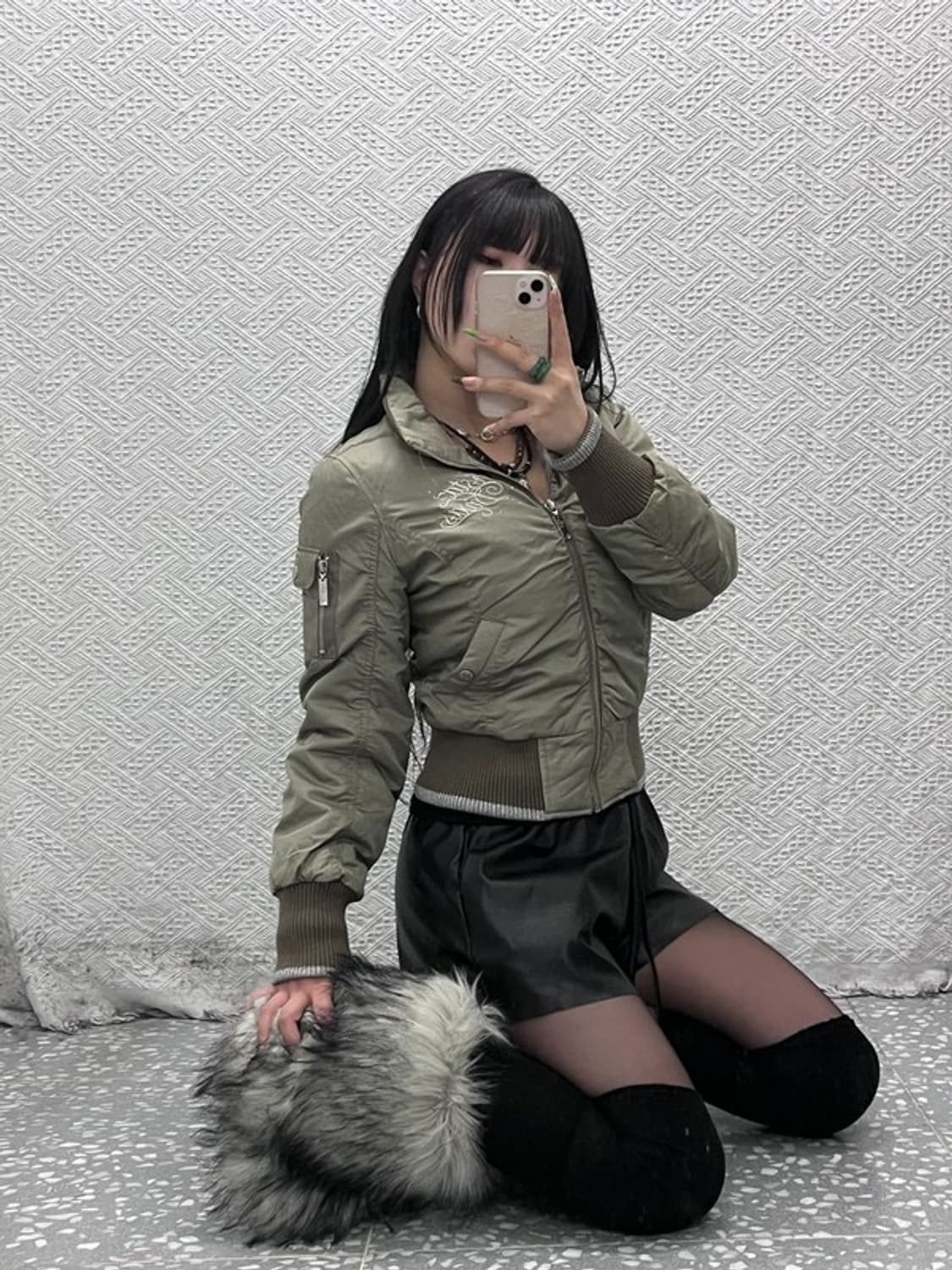 빈티지 Y2K 대장급 러블리힙 올리브카키 항공점퍼 자켓 90 C09340 상품이미지1