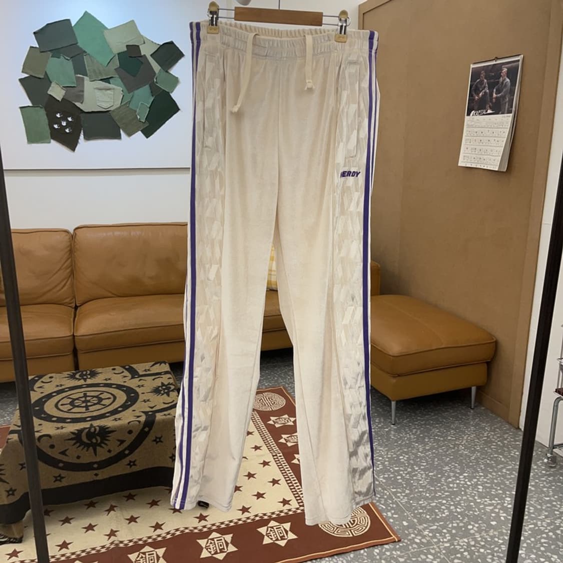 널디 키치 스트릿 기하학 패턴 벨벳 스웻팬츠 L C08675 상품이미지3