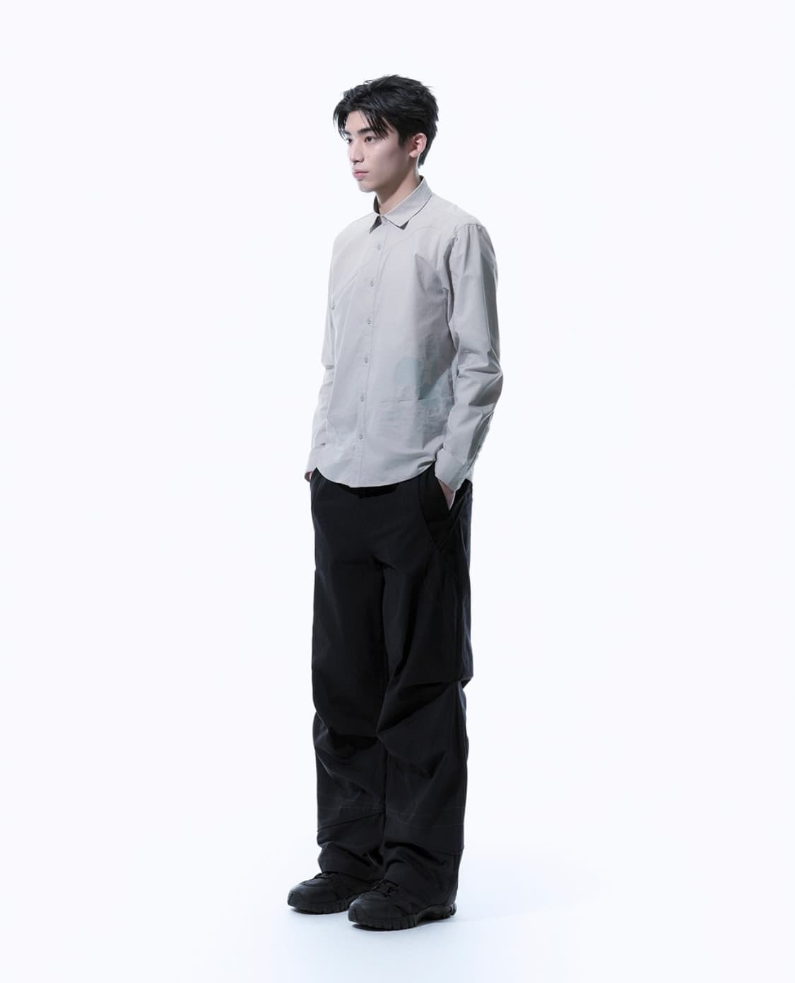 산산기어 Linen Block Pants Black 상품이미지1