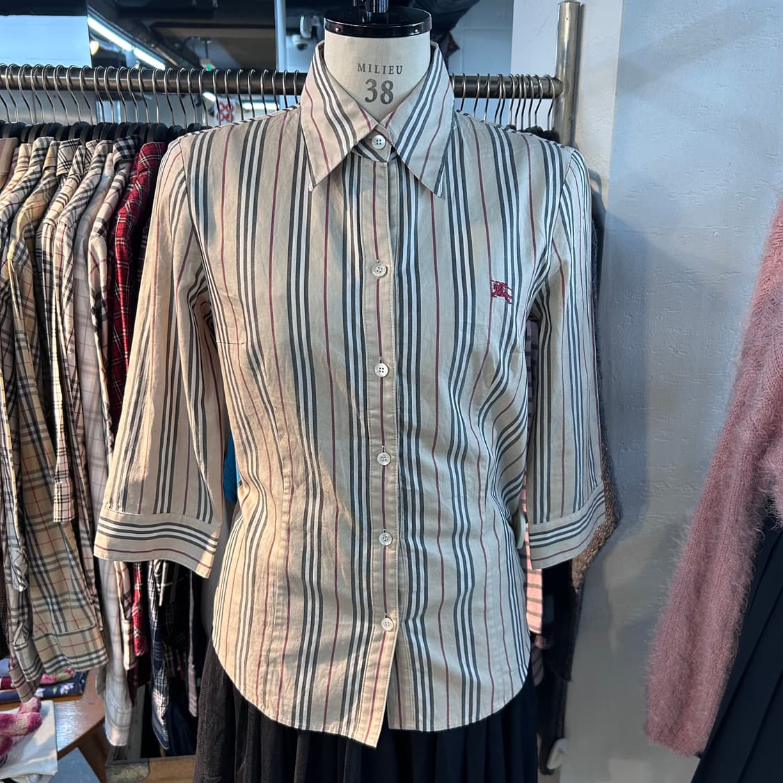 Burberry Logo Embroidered Stripe Shirts 상품이미지2