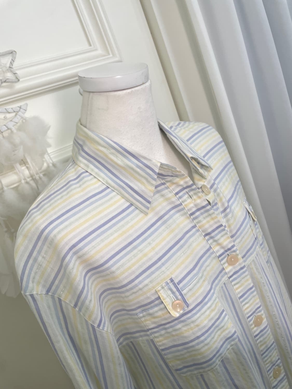 white pastel glitter line loose cotton s 상품이미지6