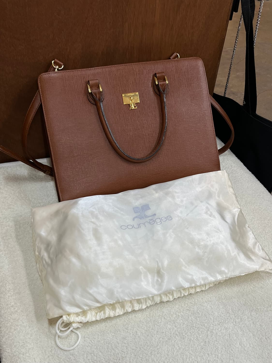 (더스트백)90s COURREGES 꾸레쥬 브리프케이스 라지 브라운 상품이미지8