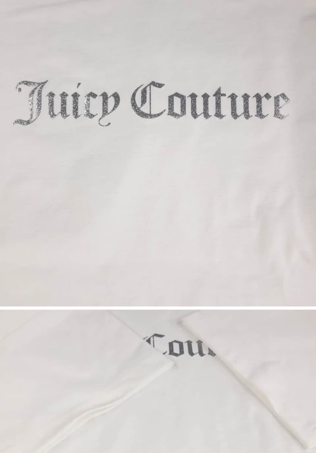 쥬시꾸뛰르 y2k 화이트 실버 글리터 스펠아웃 로고 프린팅 반팔 티셔츠 상품이미지2