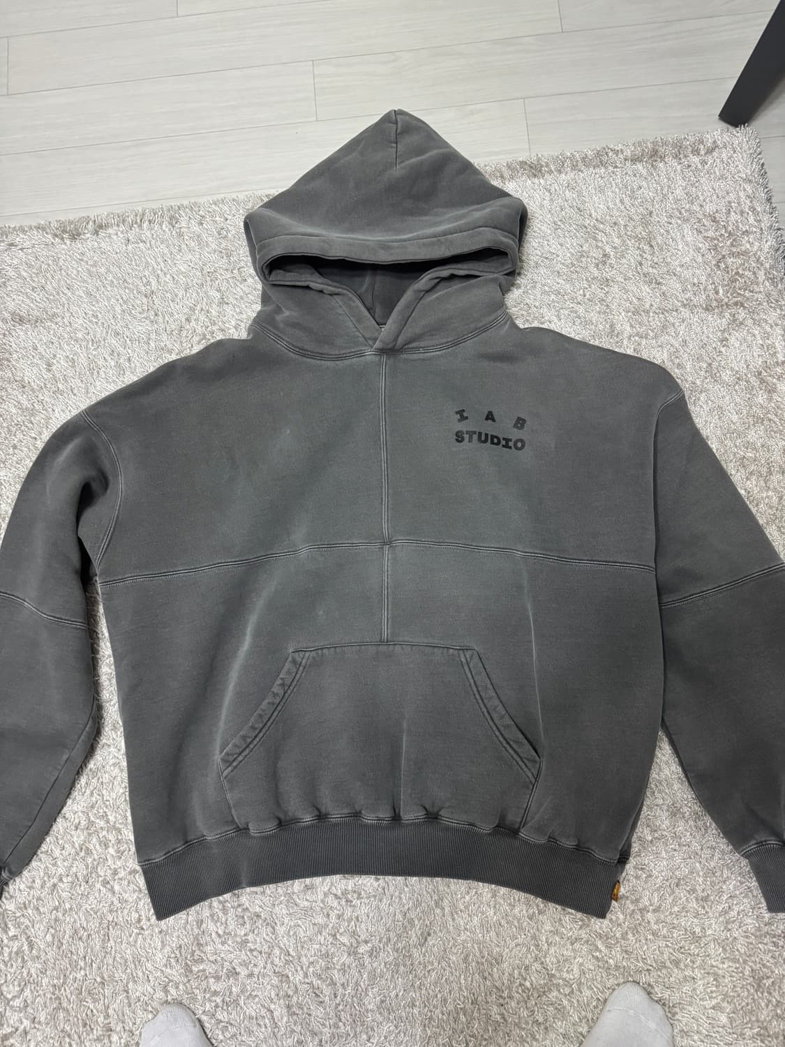 [XL] 아이앱 스튜디오 블록 피그먼트 후드 블랙 상품이미지2