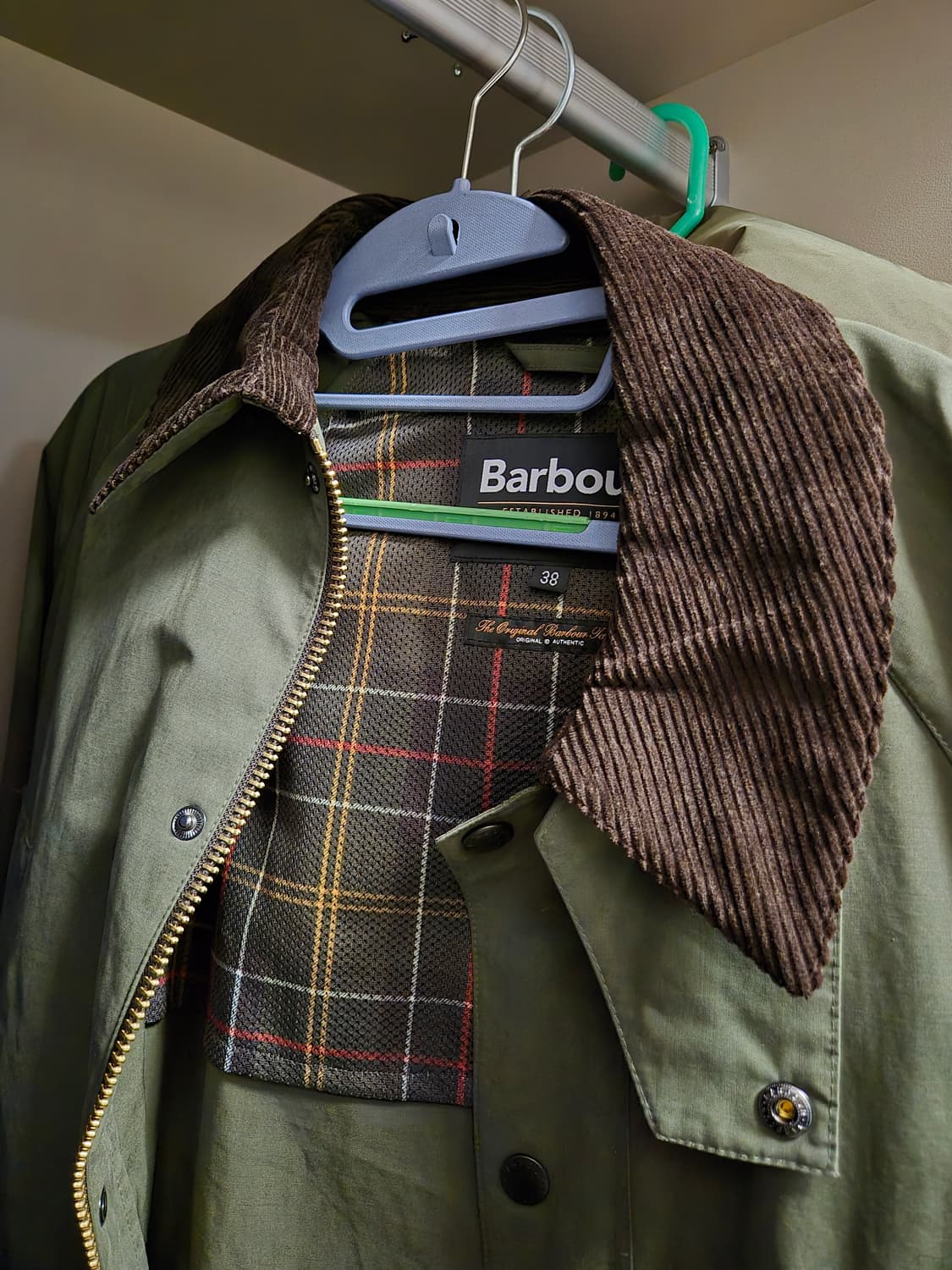 바버 Barbour카키 OS Peached Bedale 논왁스 비데일 상품이미지1