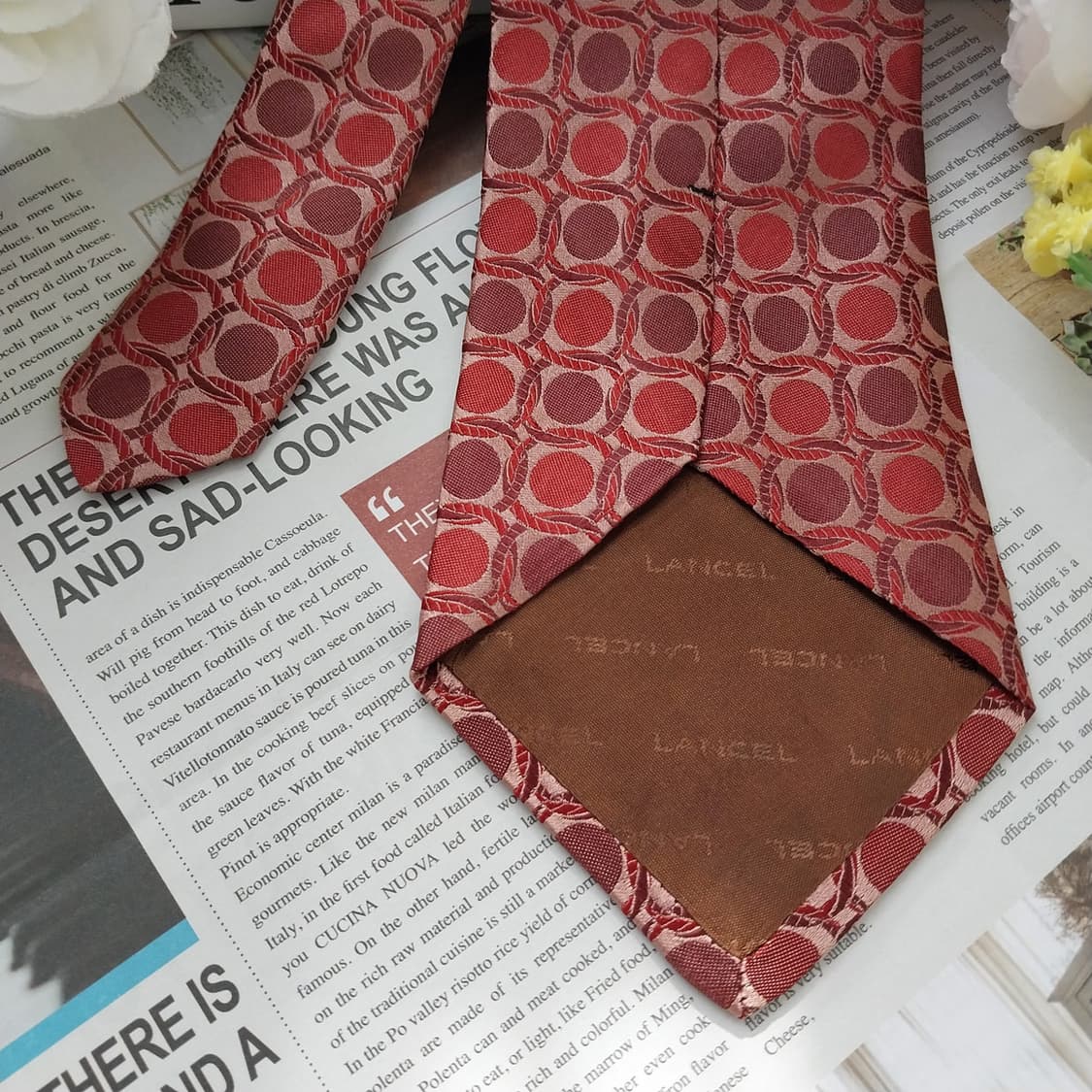 란셀 실크 레드 서클 패턴 넥타이 9.7cm A+등급  K1208
 상품이미지6